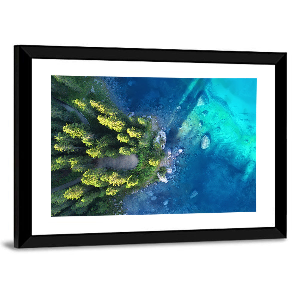 Winding Forest Path by Turquoise Lake Wall Art
