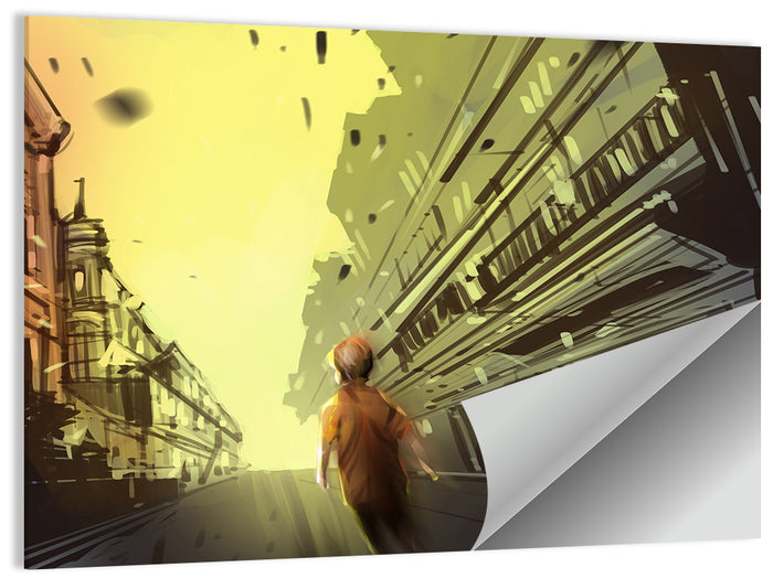 Child Walking Toward Light Wall Art as a poster print