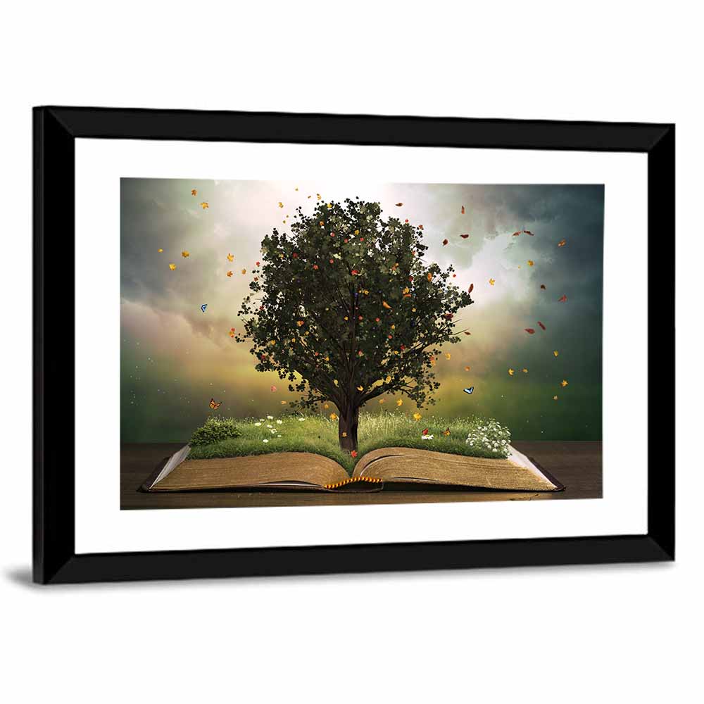 Tree Rising from an Open Bible Wall Art