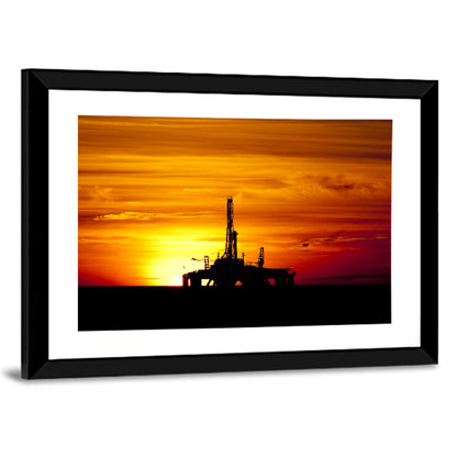 Offshore Oil Rig at Sunset Wall Art