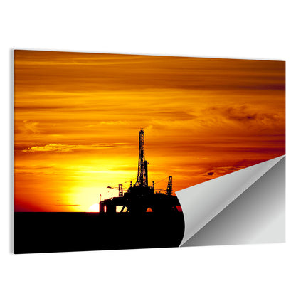 Offshore Oil Rig at Sunset Wall Art