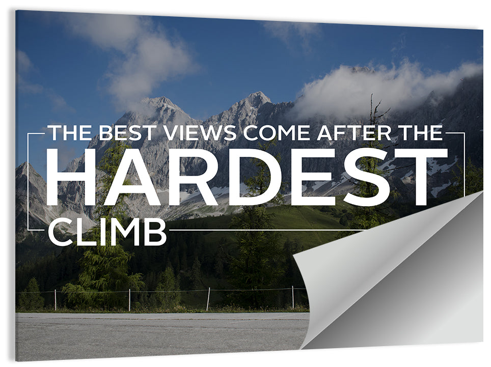 Snow Capped Peaks with Motivational Quote Wall Art