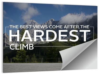 Snow Capped Peaks with Motivational Quote Wall Art