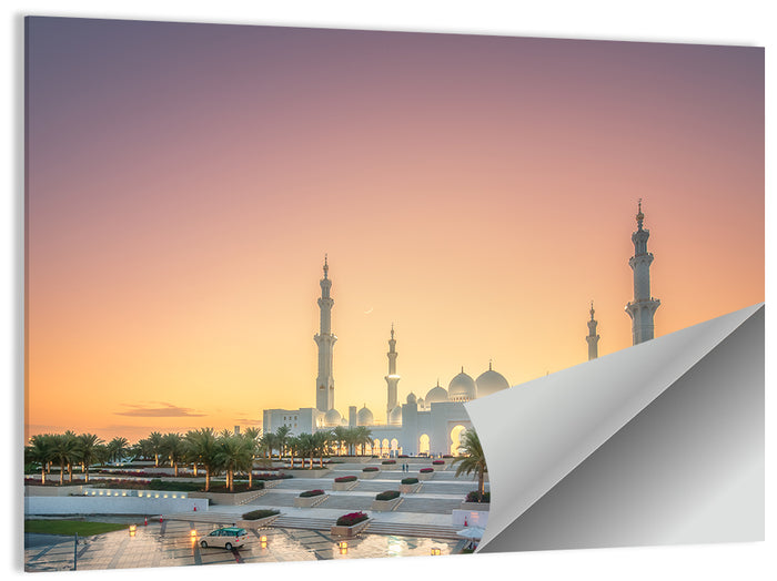 Sheikh Zayed Grand Mosque at Sunset Wall Art as a poster print