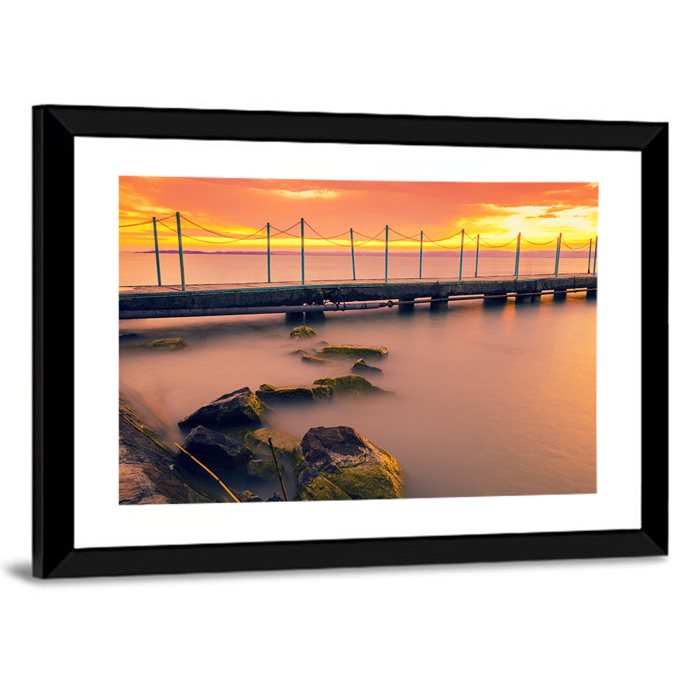 Lake Balaton Pier at Sunset Wall Art
