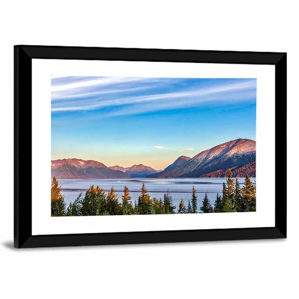 Alaskan Mountain Lake Golden Hour Wall Art