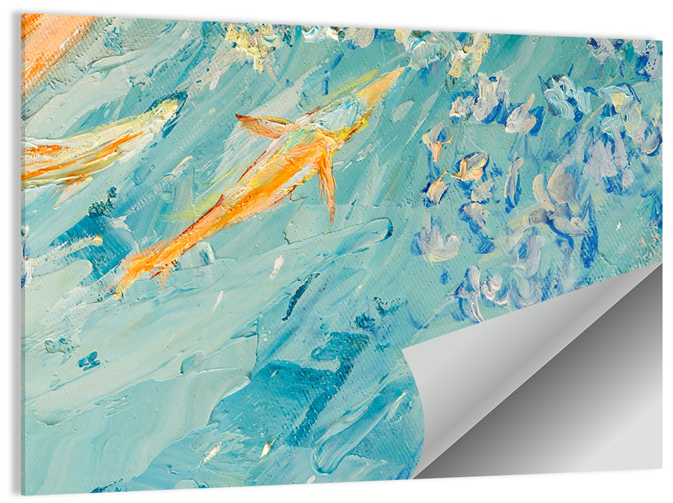 Koi in Blue Abstract Wall Art