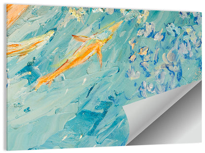 Koi in Blue Abstract Wall Art