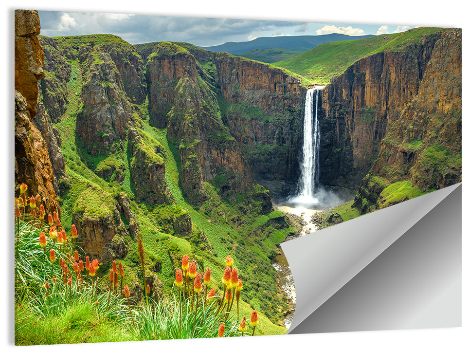 Maletsunyane Falls with Torch Lilies Wall Art