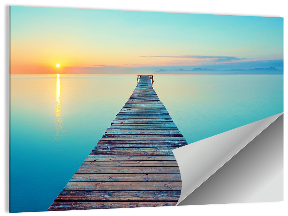 Wooden Footbridge at Sunset Wall Art