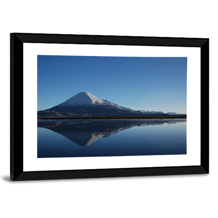 Chungara Lake Reflection Wall Art as a framed print