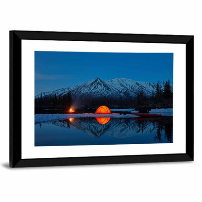 Glowing Tent at Mountain Lake Wall Art