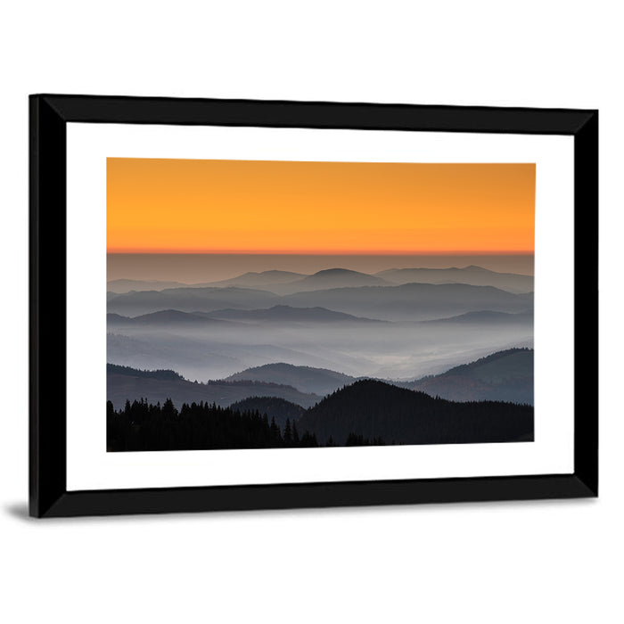 Rarau Mountains Sunrise Wall Art as a framed print