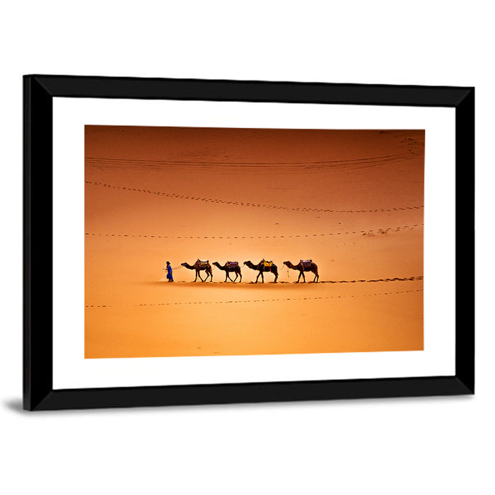 Sahara Camel Caravan Wall Art as a framed print