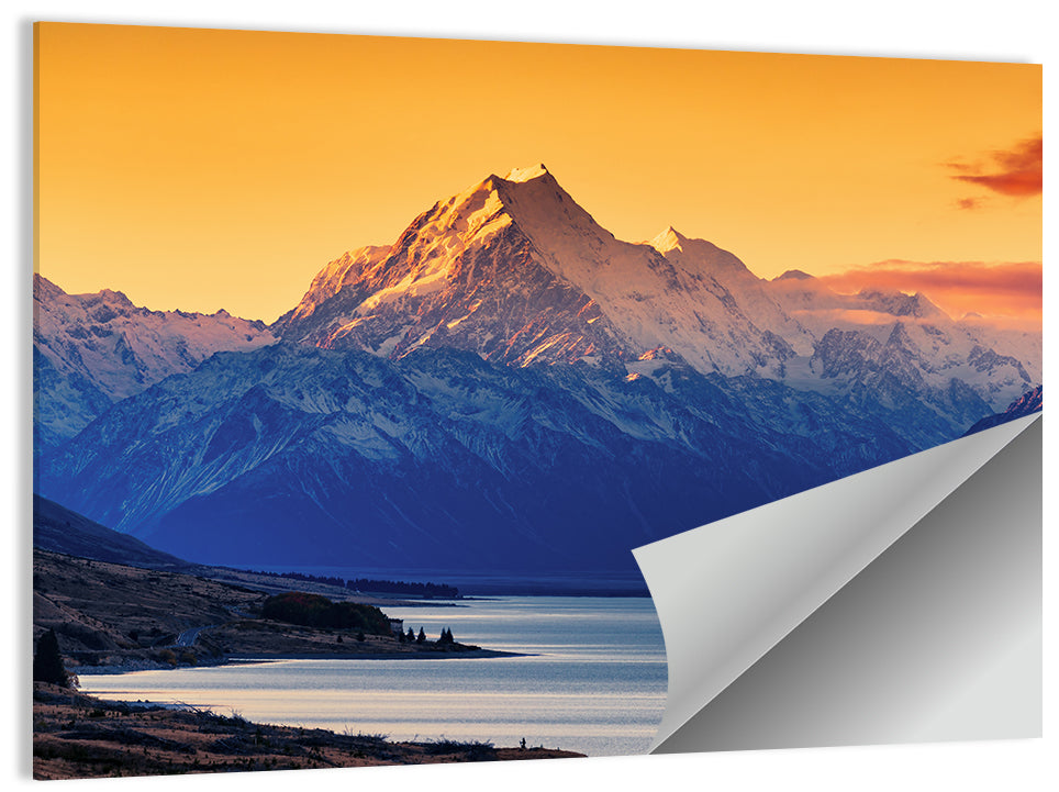 Aoraki Mount Cook Over Lake Pukaki Wall Art