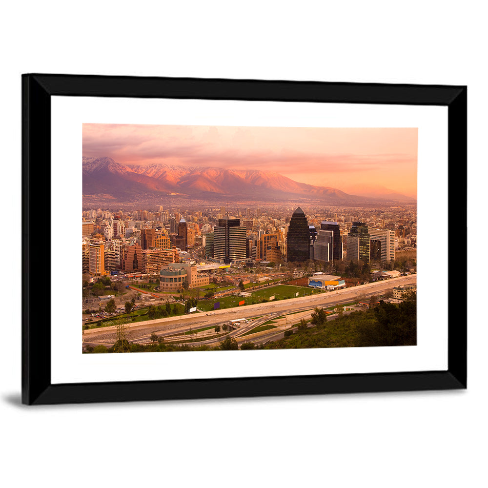 Santiago Skyline at Sunset Wall Art
