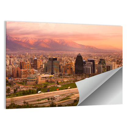 Santiago Skyline at Sunset Wall Art