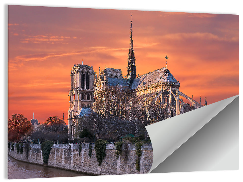 Notre-dame Cathedral at Golden Hour Wall Art