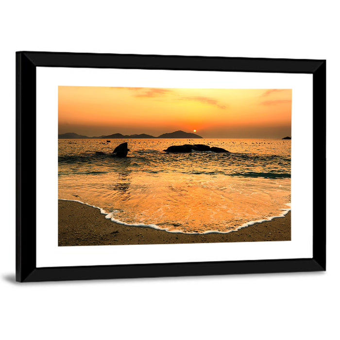 Khanh Hoa Beach Sunset Wall Art as a framed print