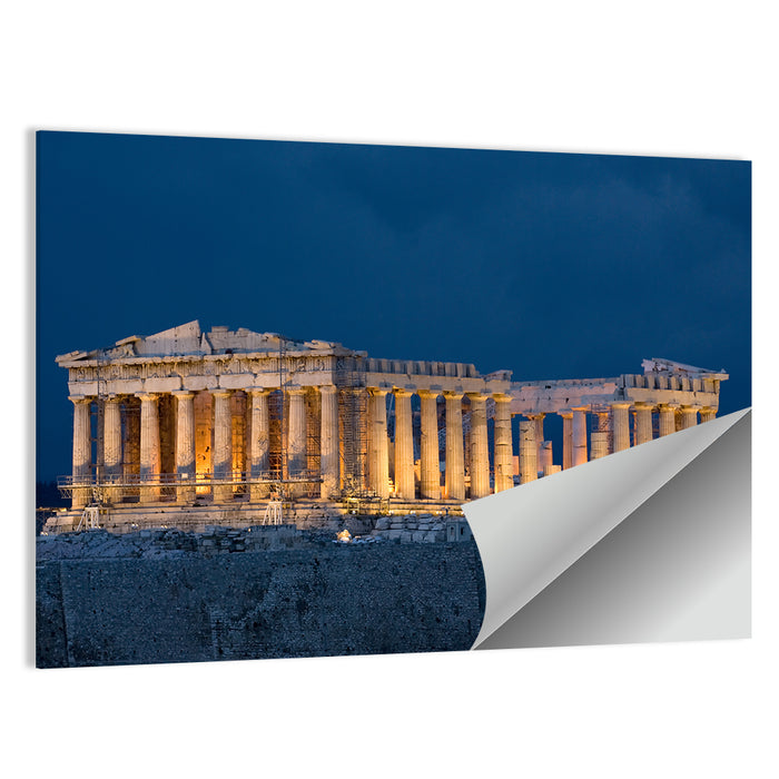 Illuminated Parthenon at Night Wall Art as a poster print