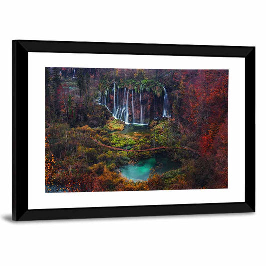 Plitvice Lakes Autumn Waterfalls Wall Art