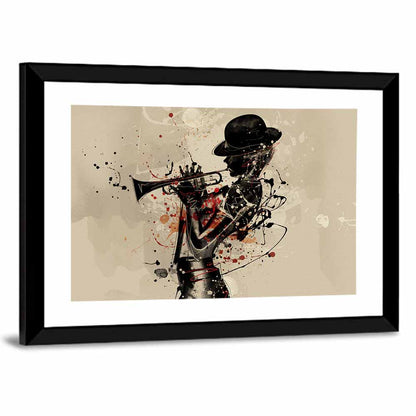 Grunge Trumpeter Silhouette Wall Art