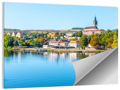 Roudnice Castle Riverbank Reflections Wall Art