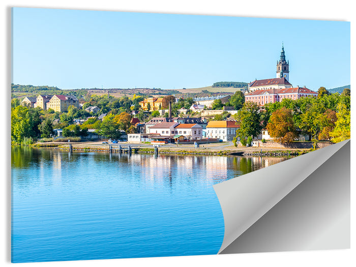 Roudnice Castle Riverbank Reflections Wall Art as a poster print