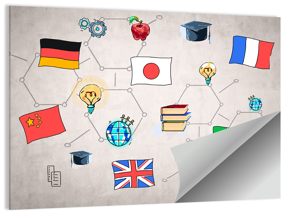 Global Flags Network Wall Art