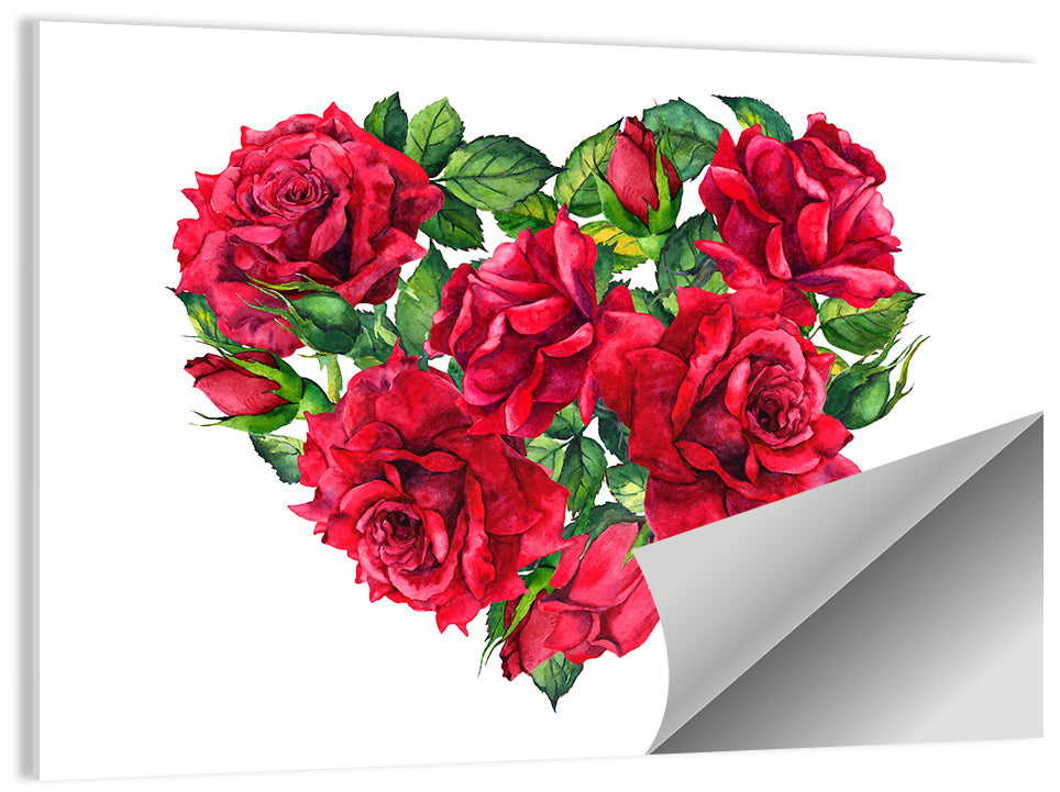 Watercolor Rose Heart Wall Art