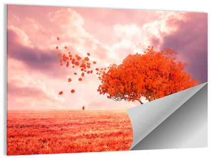 Red Autumn Tree Wall Art