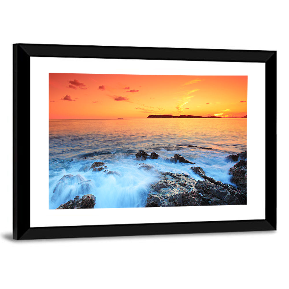 Dubrovnik Sunset Over Rocky Shore Wall Art