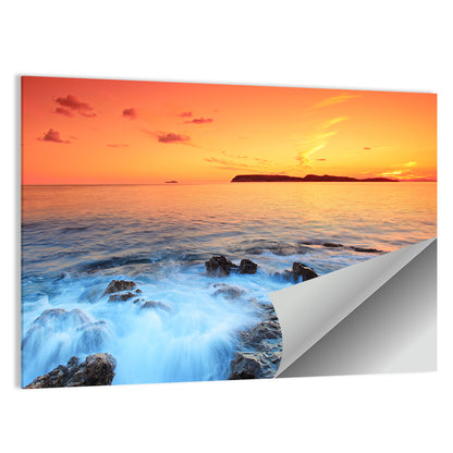 Dubrovnik Sunset Over Rocky Shore Wall Art
