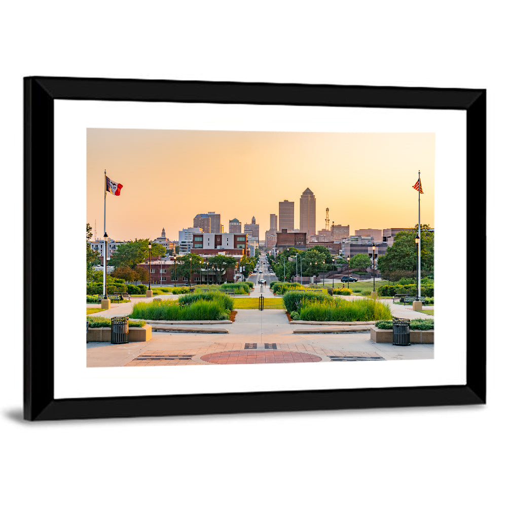 Des Moines Golden Hour Skyline Wall Art