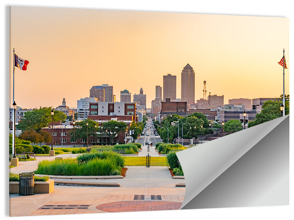 Des Moines Golden Hour Skyline Wall Art