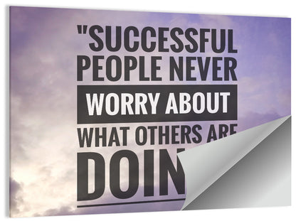 Successful People Never Worry Cloudy Sky Quote Wall Art