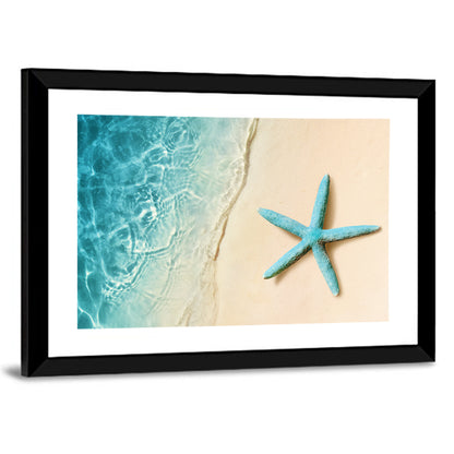 Blue Starfish on Sandy Beach Wall Art