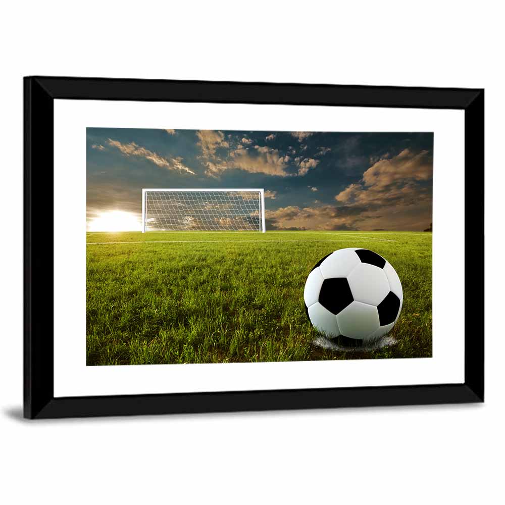 Soccer Ball at Goal, Golden Hour Wall Art