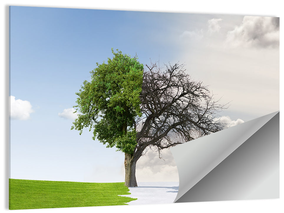 Summer to Winter Split Tree Wall Art