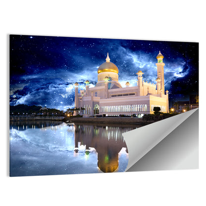 Omar Ali Saifuddien Mosque at Night Wall Art