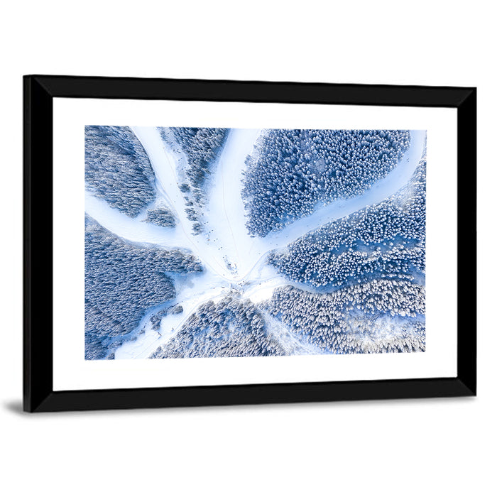 Birds-eye Ski Resort Landscape Wall Art as a framed print