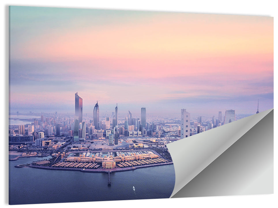 Kuwait City Twilight Skyline Wall Art