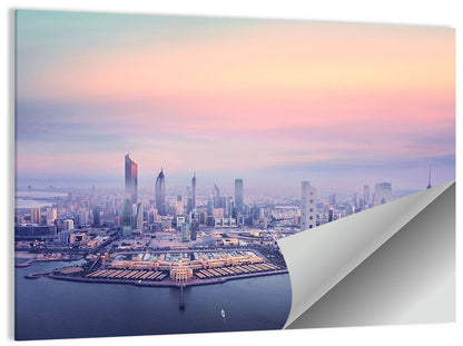 Kuwait City Twilight Skyline Wall Art