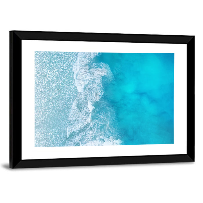 Turquoise Aerial Ocean Waves Wall Art as a framed print