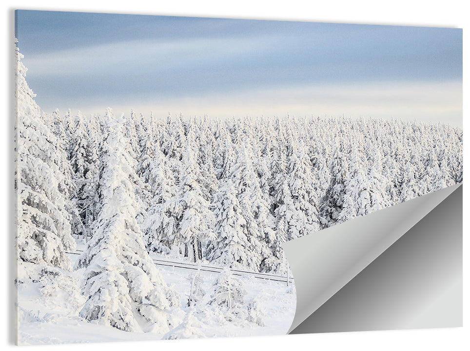 Snowy Forest Railway Tracks Wall Art