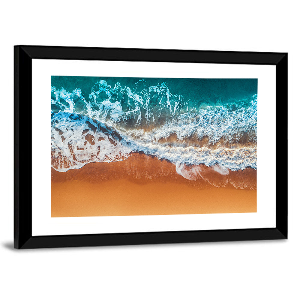 Sandy Beach Sea Waves Wall Art