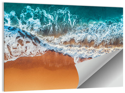 Sandy Beach Sea Waves Wall Art