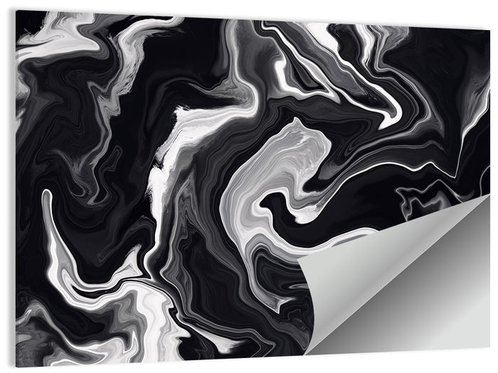 Flowing Black Marble Abstract Wall Art as a poster print