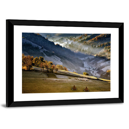 Mountain Village in Morning Mist Wall Art