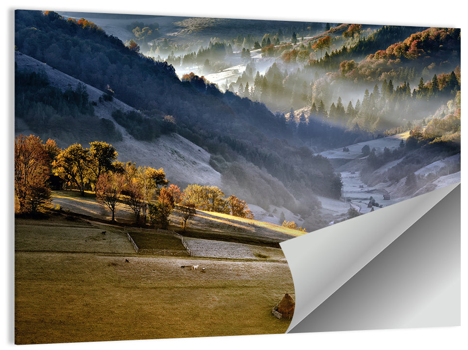 Mountain Village in Morning Mist Wall Art